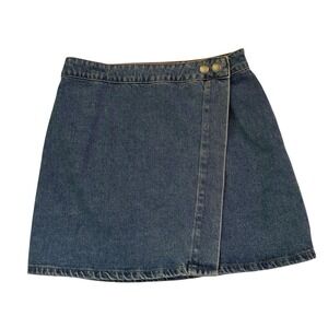 ASOS Denim Wrap Mini Skirt US 6 Blue Jean A-Line Button Cotton Y2K